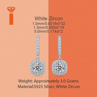 Boucles d'oreilles pendantes romantiques en moissanite, style halo délicat, en argent 925, pavé de moissanite, pour les soirées romantiques