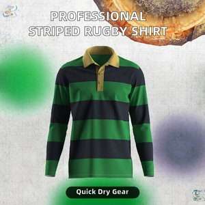 Camisa Polo de Rugby a Rayas de Manga Larga para Hombre, Tejido de Secado Rápido, Transpirable, con Cuello de Botones, Ropa Deportiva Informal - Product Image 2