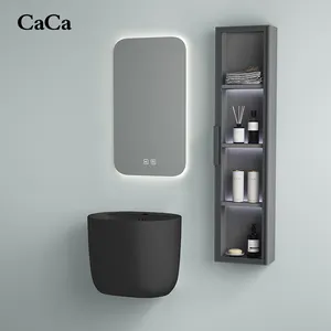 CaCa High Quality Sanitary Ware Black Glazed Ceramic Sink Commode Wall Mounted Basin