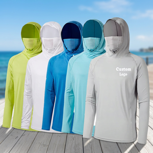 Unisex UPF 50 Fishing UV <b>Hoodie</b> <b>Lightweight</b> Breathable Anti-UV Polyester Long Sleeve Sun Protection Shirt Solid Color Front Logo - Product Image 1