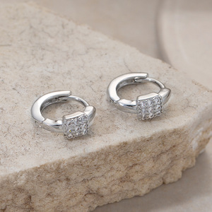 Geometric Cube Clip-on <b>Earrings</b> Gold Plated Copper Alloy Square Zircon <b>Ear</b> <b>Cuffs</b> For Women Fashion Jewelry - Product Image 2