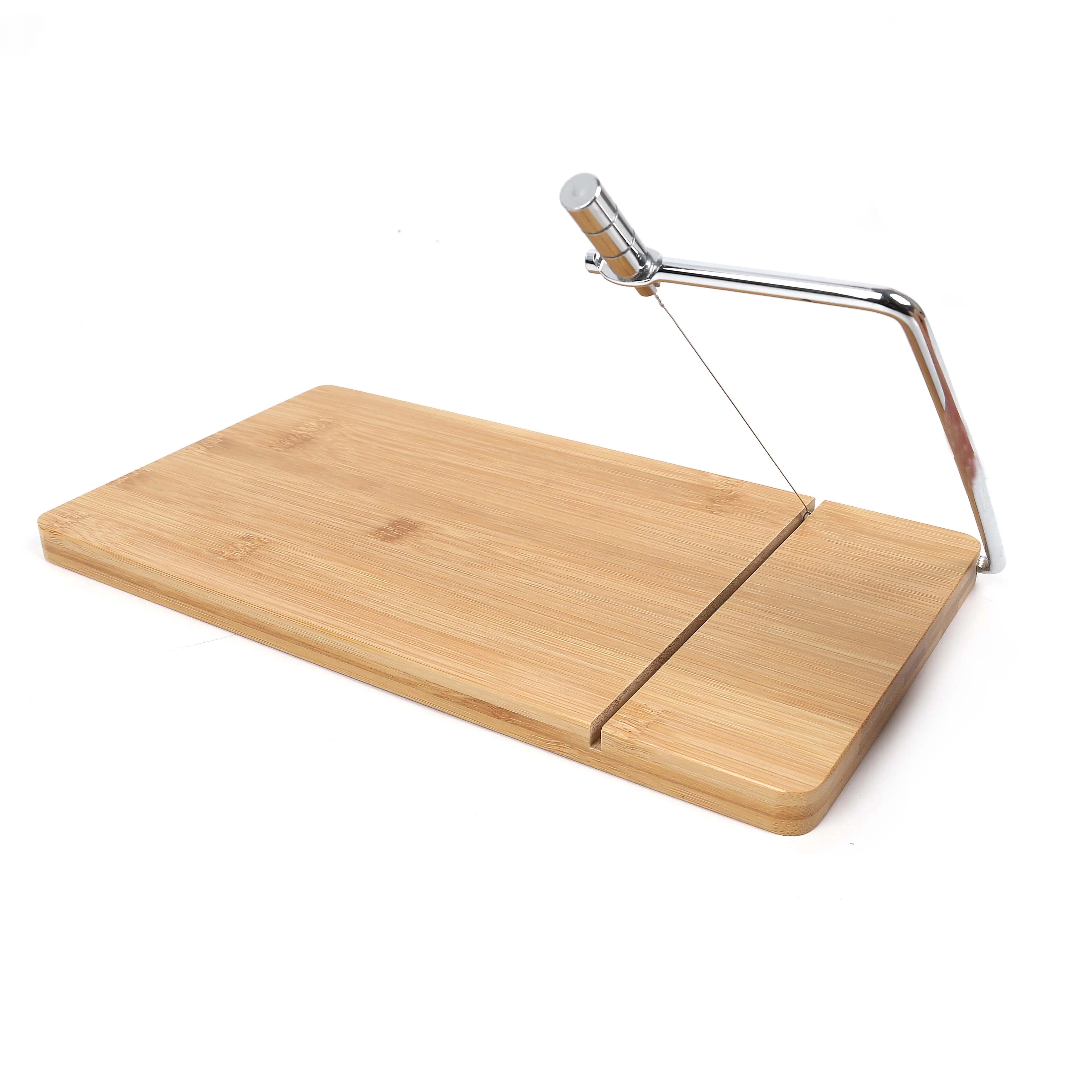Eco-friendly Bamboo Chesse Cutting Board Butter Cutter Cheese Slicer with Wire Slicer