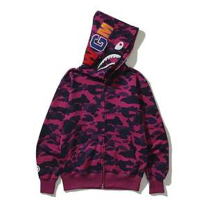 Sudadera con capucha de camuflaje versátil de la marca de moda Shark con bordado para hombre y mujer, chaqueta con doble capucha y cremallera B@pe para parejas - Product Image 3