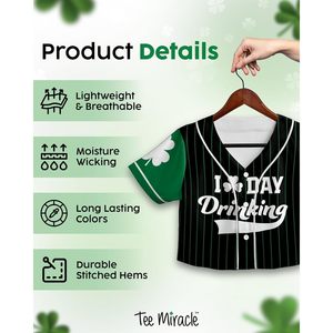 Personalized St Patrick's Day <b>Crop</b> Jersey Shirt Baseball Style Custom Irish Cute <b>Top</b> For Women Girls Summer Wear - Product Image 3