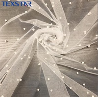Tissu en tulle doux léger pour filles, personnalisé, 100 % polyester, tricot warp ripstop, maille 3D perlée, pour décoration de robe de mariée