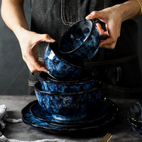 Set de vaisselle en céramique japonaise pour le dîner comprenant une assiette à steak Bol à riz Bol à nouilles Bol à soupe Assiette à poisson