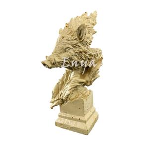 Figurines d'animaux de table en métal antique pour la maison Statue de jardin Patio grandeur nature <span class=keywords><strong>sanglier</strong></span> tête d'animal sauvage décor extérieur ornemental - Product Image 1