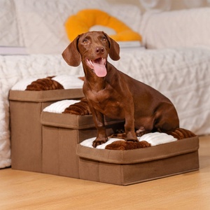 3 <strong>Steps</strong> Folding <strong>Dog</strong> <strong>Step</strong> Stairs Foldable Chessboard Handcrafted <strong>Dog</strong> Stairs with Storage and Condo for High <strong>Bed</strong> &amp; Sofa - Product Image 3