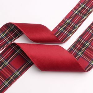 Kant-en-klare overlock-geweven fluwelen Schotse DIY strikkenmaak lint voor kerstcadeaus, bloemige accenten, huisdecoratie, feestelijk - Product Image 3
