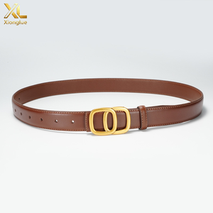 Cinturón de Cuero Genuino Negro y Marrón para Mujer con Hebilla de Doble Anillo Dorada, Cinturón Elegante de Primera Calidad - Product Image 6
