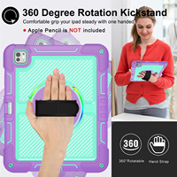 Darbeye Dayanıklı Üç Katmanlı Koruyucu Tablet Kılıfı Döner Standlı Unisex Kalem Tutucu ile ipad Pro 13 İnç Kılıf 2024/2025 için