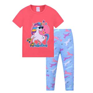 Pigiama in Cotone per Bambini e Bambine con Stampe Cartoon, Set da 2 Pezzi con Maniche Corte e Pantaloni Lunghi, Abbigliamento da Notte Neutro per Bambini - Product Image 5