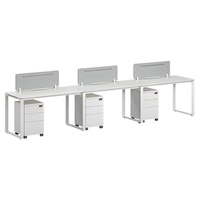 Bureau de travail modulaire blanc avec passe-câbles intégré, cloison de séparation, taille personnalisée pour poste de travail en espace ouvert