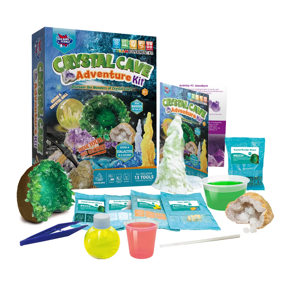 Kit de experimentos de Ciencia de crecimiento de cristal puede aprender la naturaleza, fabricación de cristales multicolores, contiene juguetes de cristal natural para niños