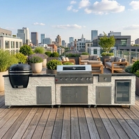 Évier de cuisine extérieur en acier inoxydable avec armoire et robinet, série Culture Stone de Youya Garden/patio/camping