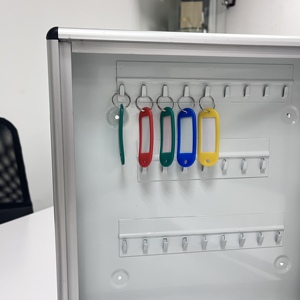 ארון מפתחות קיר תלוי קיר עם נעילה, קופסת אחסון מפתחות, כספת מאלומיניום מחומצן, דלת זכוכית אקרילית לבנה, מותג WEWAY - Product Image 5