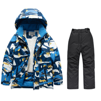 Ensemble 2 pièces veste de ski imperméable pantalon pour garçons combinaison de neige chaude à capuche pour enfants vêtements d'hiver pour enfants