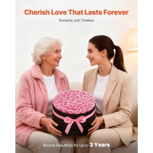 Flores Eternas 2025, Caja de 50 <span class=keywords><strong>Rosas</strong></span> Preservadas, Ramo Dulce Inmortal para Cumpleaños, San Valentín, Navidad, el Mejor Regalo - Product Image 2