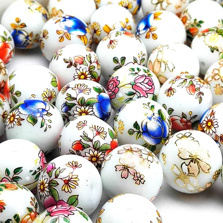 Wholesale High Quality 14mm Japanese style Hand-Painted Glass Crystal Porcelain Beads for jewelry making