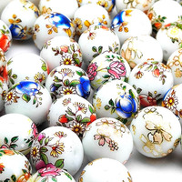 Perles de porcelaine en cristal de verre peint à la main de 14mm de style japonais pour la fabrication de bijoux, vente en gros