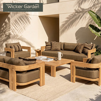 Premium Zeitgenössisches Teak-Garten-Lounge-Set Outdoor-Sofa und Sessel mit Kissen für Villa, Terrasse, Gastgewerbe und Resort-Projekte