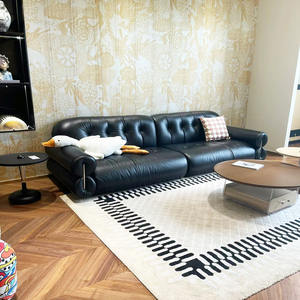 <span class=keywords><strong>2026</strong></span> उच्च गुणवत्ता वाले काले चीनी बादल चमड़े के सोफे उच्च अंत चमड़े 3 सीटर सोफे होटल अपार्टमेंट लिविंग रूम फर्नीचर - Product Image 3