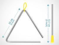 Stainless Steel Triangle Percussion Instrument 6 Inch for Professional Music Kids