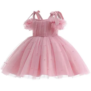 Girls' Halter Dress Cross-Border Foreign Trade New Pearl Gauze Pommel Skirt Dress Skirt