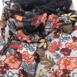 Dentelle soluble à l'eau brodée en maille de fleurs aux couleurs vives - Textiles de maison de luxe 100% polyester - Product Image 6