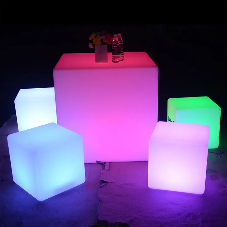 40cm Color Changing light chair Led Cube/flashing led ice cube with lighting led stackable small plastic cube battery light