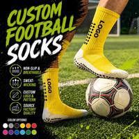 Chaussettes de football antidérapantes personnalisées avec logo, respirantes, en maille, à semelle éponge, pour hommes et jeunes sportifs