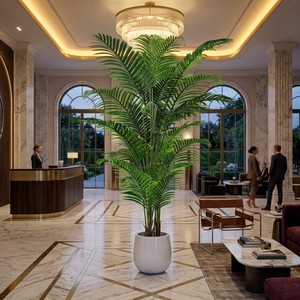 Palma Artificiale Realistica Grande in Vaso, Palma Areca Simulata <span class=keywords><strong>per</strong></span> Arredamento Interno Casa Ufficio, Stile Nordico Verde - Product Image 4