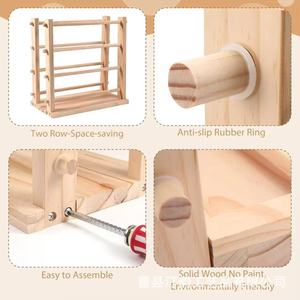Two rows of wooden ribbon storage racks, wooden ribbon spool supports, <b>washi</b> <b>tape</b> craft room ribbon storage racks - Product Image 3
