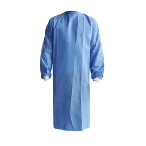 High Performance PP And PE Coated Medical Gown Level 2 Blue Hospital Uniform