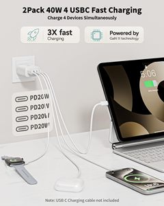 <span class=keywords><strong>Cargador</strong></span> USB C HYTO de 40W, Bloque de Carga Rápida de Pared con 4 Puertos USB C, <span class=keywords><strong>Adaptador</strong></span> de Corriente Multipuerto Tipo C PD3.0 para <span class=keywords><strong>iPhone</strong></span> 17 18 - Product Image 2