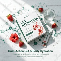 Stick d'hydratation pour le système digestif, prébiotique, fibres + électrolytes en poudre, saveur fraise et hibiscus, soutien à la santé intestinale, 15 sticks