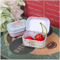 Mini fleur bibelot bijoux pièce fer blanc mallette de rangement petite boîte en fer blanc rectangulaire