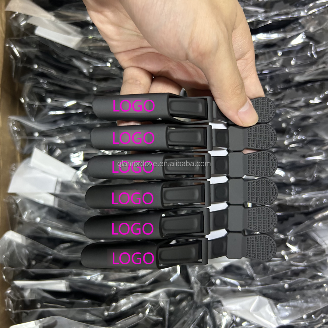 Matte Finish Custom Logo Hot Selling Colorful Hair Styling Tools Plastic Alligator Clip Clamps Hair Clips Beauty Salon Use