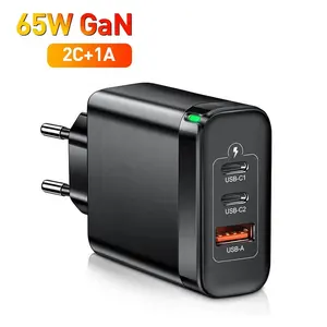 2023 New Arrival Reasonable Price Gan Wall Charger 65W PD 3.0 Qc4.0 Charger US Plug 65W Gan USB C Fast Charging Travel Charger