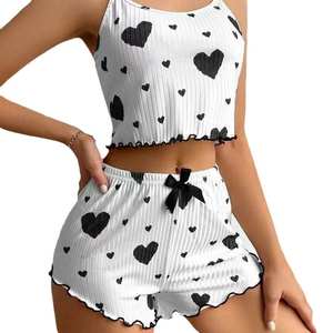 Abbigliamento da Casa per Donne con Stampa a Cuore, Shorts Senza Schienale, Casual e Indossabile come Pigiama - Product Image 5