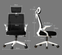 Accoudoir pliable à dossier ergonomique, chaise pivotante en maille à dossier haut pour la maison et le bureau