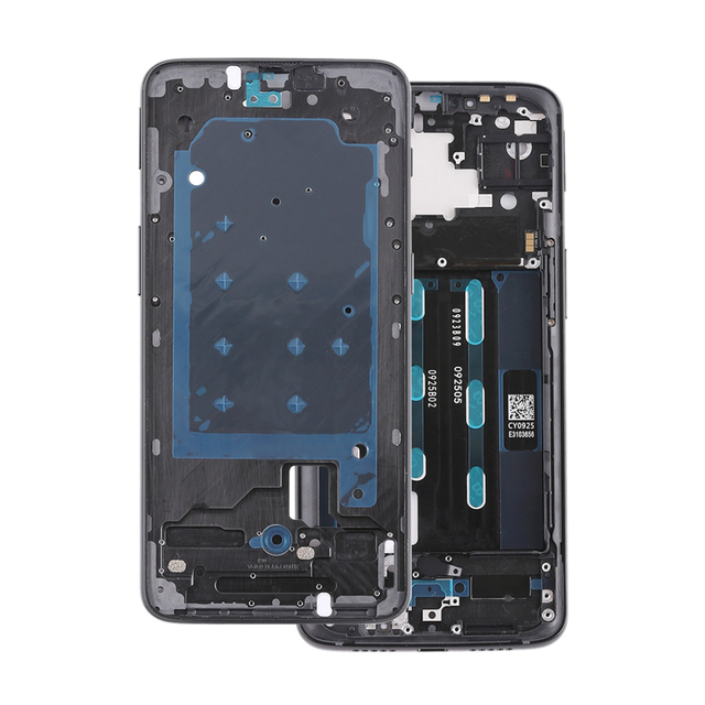 Mobile Phone Front Housing LCD Middle Frame Bezel with Side Key for OnePlus 6T Replacement
