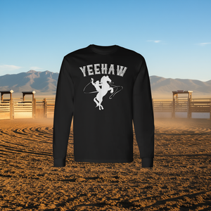 T-shirt à manches longues Yeehaw Cowboy, design équestre Western Rodeo - Product Image 3