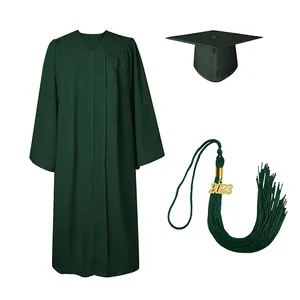 Matte University Bachelor's Green High School Graduation Gowns And Caps