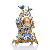 Vas Porselen Biru Putih Gaya Cina Klasik Ornamen Tembaga Mewah Kelas Atas Buatan Cina untuk Ruang Tamu dan Serambi