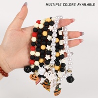 Collier perlé d'Halloween pour chat avec breloques citrouille, fantôme, chat noir, balai, toile d'araignée, pendentif pour chaton et chien