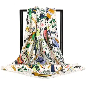 2022 spring summer printing floral emulation silk formal square shawl scarves luxury pure silk square neck stole scarf shawl