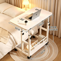 Table de lit d'hôpital réglable en hauteur avec roulettes, table mobile pour ordinateur portable 80x40cm, bureau sur lit