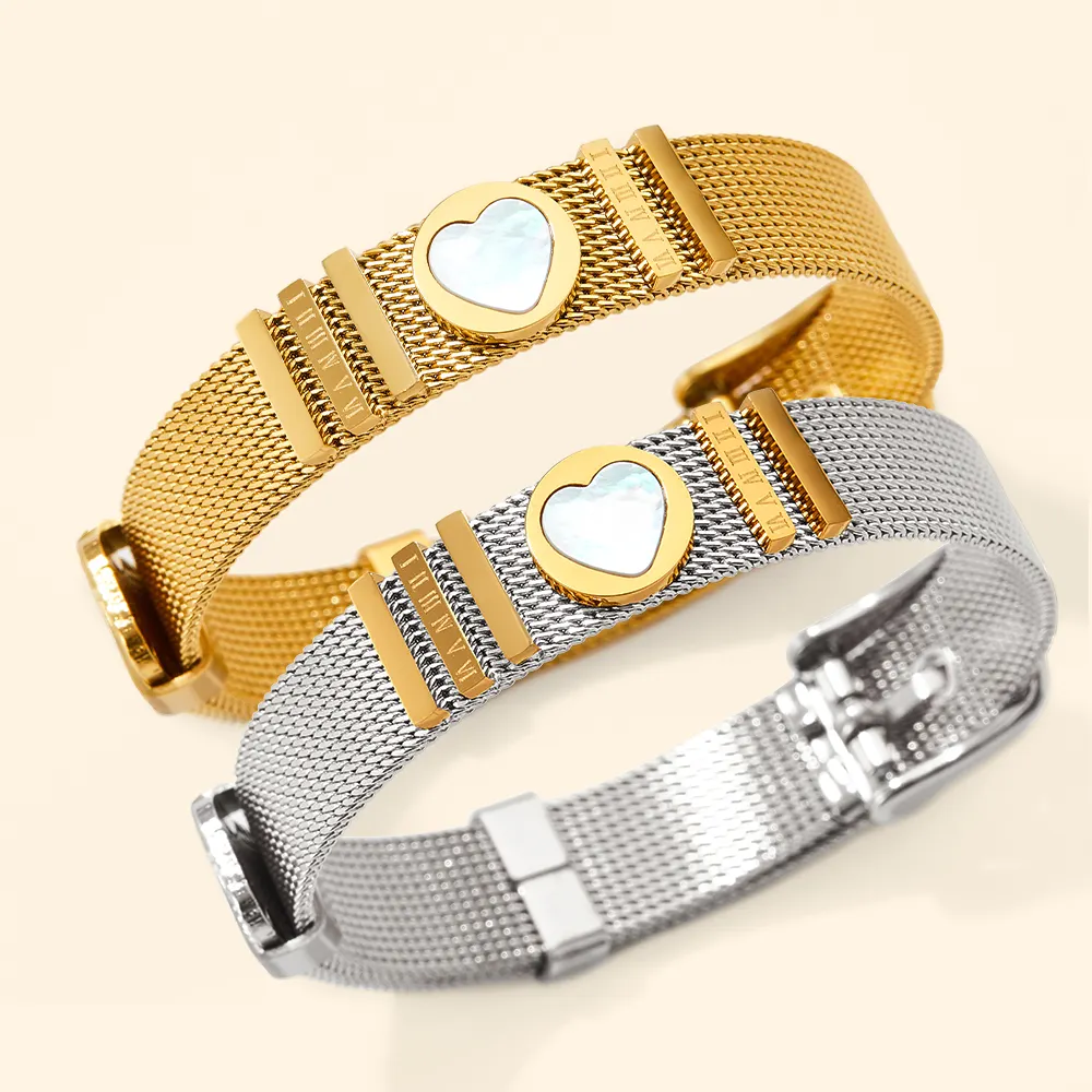 Stock 10mm Gold Silver Women Stainless Steel Mesh Watch Chain Bracelet For Sliding Charm Link