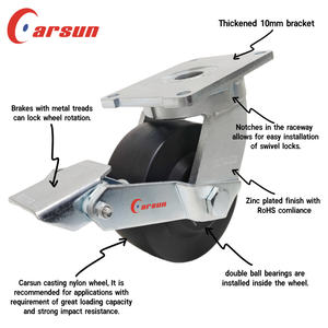 Ultra-Schwerlast Industrielle Stahlrollen 6 Zoll Nylonrad Schwenkrolle Metallprofil Bremsen Kugel-/Rollenlager Verzinkt 1 - Product Image 2